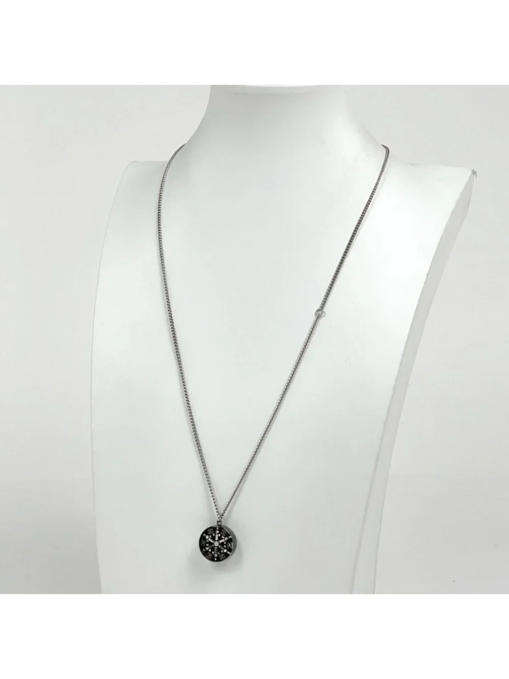 Chanel Necklace CC Logo Metal Plastic Silver